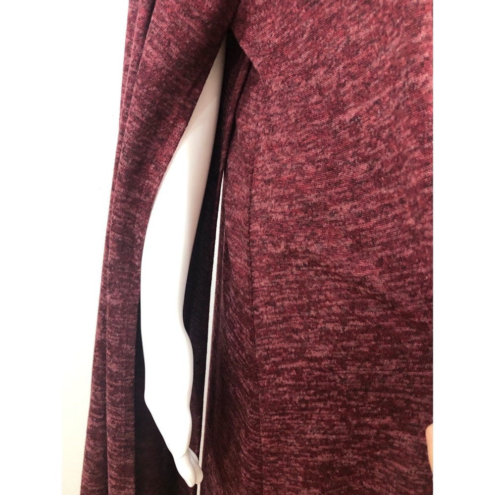 Red wine sweater dress cape sweater poncho dress - Picture 9 of 11